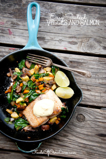 Easy Sauted Veggies and Salmon | FoodsOfOurLives.com