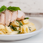 Grilled Chicken with Lemon, Basil Pasta