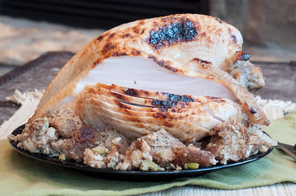Brined Roasted Turkey with Classic Sage Stuffing