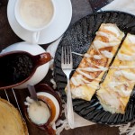 Pumpkin Mousse Crepes with Maple Butter and Vanilla Sauce