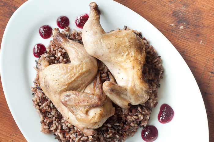 Roasted Game Hens with A Cranberry Reduction Sauce