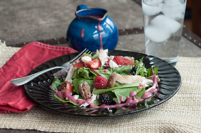 Berry and Chicken Salad with Candied Pecans