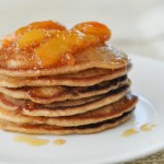 Double Coconut Pancakes with Vanilla Peach Sauce