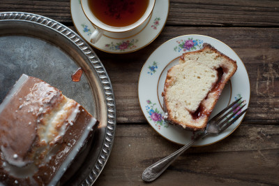 Sour Cream Raspberry Pound Cake | FoodsOfOurLives.com