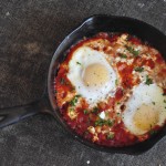 Poached Eggs in Spicy Tomato-Chickpea Sauce