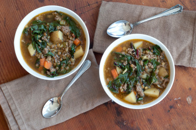 Chard, Lentil and Potato Soup with Sausage