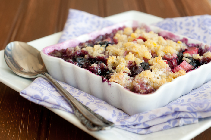 Rhubarb and Blueberry Cobbler