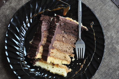 Chocolate and Caramel Ombre Cake