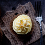 Espresso Velvet Cupcakes with White Chocolate Mousse and Candied Lemon Peel